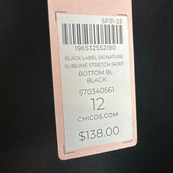 Chico's Black Label Signature Sublime Stretch Maxi Skirt Black 12 NWT - Picture 2 of 8